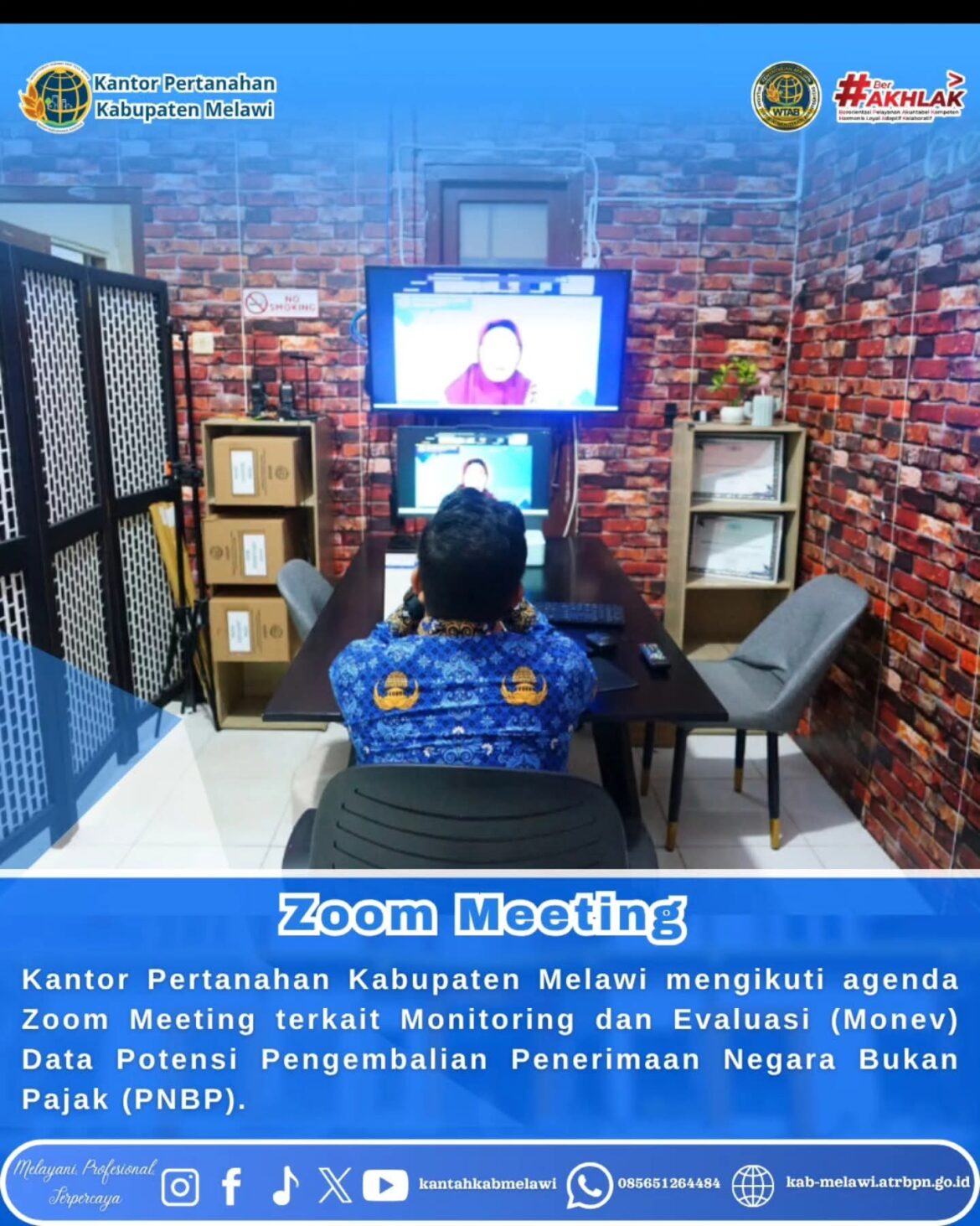 Zoom Meeting terkait Monitoring dan Evaluasi (Monev) Data Potensi Pengembalian Penerimaan Negara Bukan Pajak (PNBP).