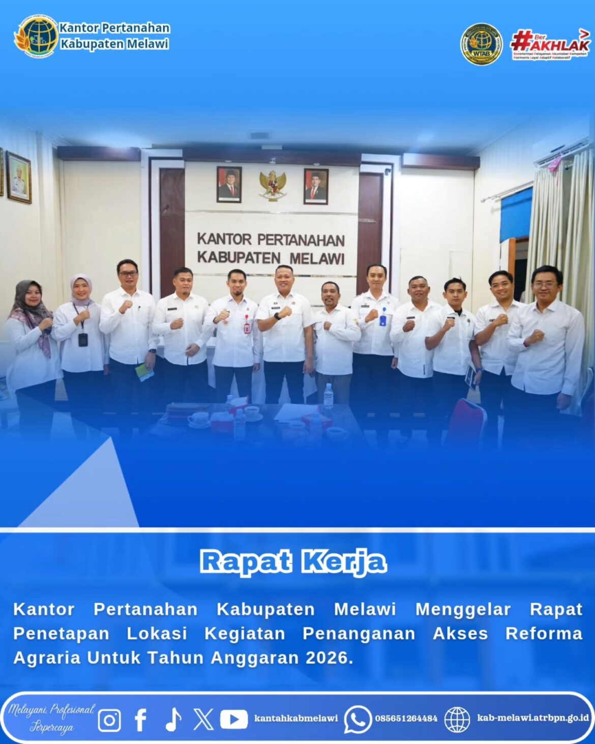 Kantor Pertanahan Kabupaten Melawi melalui Seksi Penataan dan Pemberdayaan telah menggelar Rapat Penetapan Lokasi Kegiatan Penanganan Akses Reforma Agraria / Pemberdayaan Tanah Masyarakat untuk Tahun Anggaran 2026.